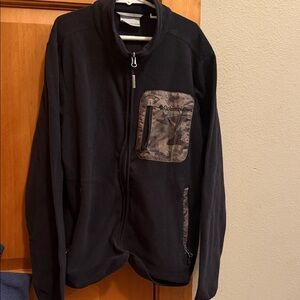 Columbia Men's Black Zip-Up Sweater with Camouflage Accent